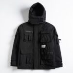Plaszcz Techwear Z Wieloma Kieszeniami I Kapturem