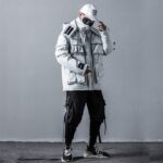 Plaszcz Techwear Z Wieloma Kieszeniami I Kapturem