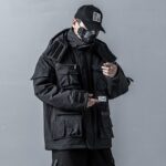 Plaszcz Techwear Z Wieloma Kieszeniami I Kapturem