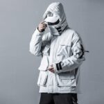 Plaszcz Techwear Z Wieloma Kieszeniami I Kapturem